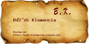 Bódi Klemencia névjegykártya
